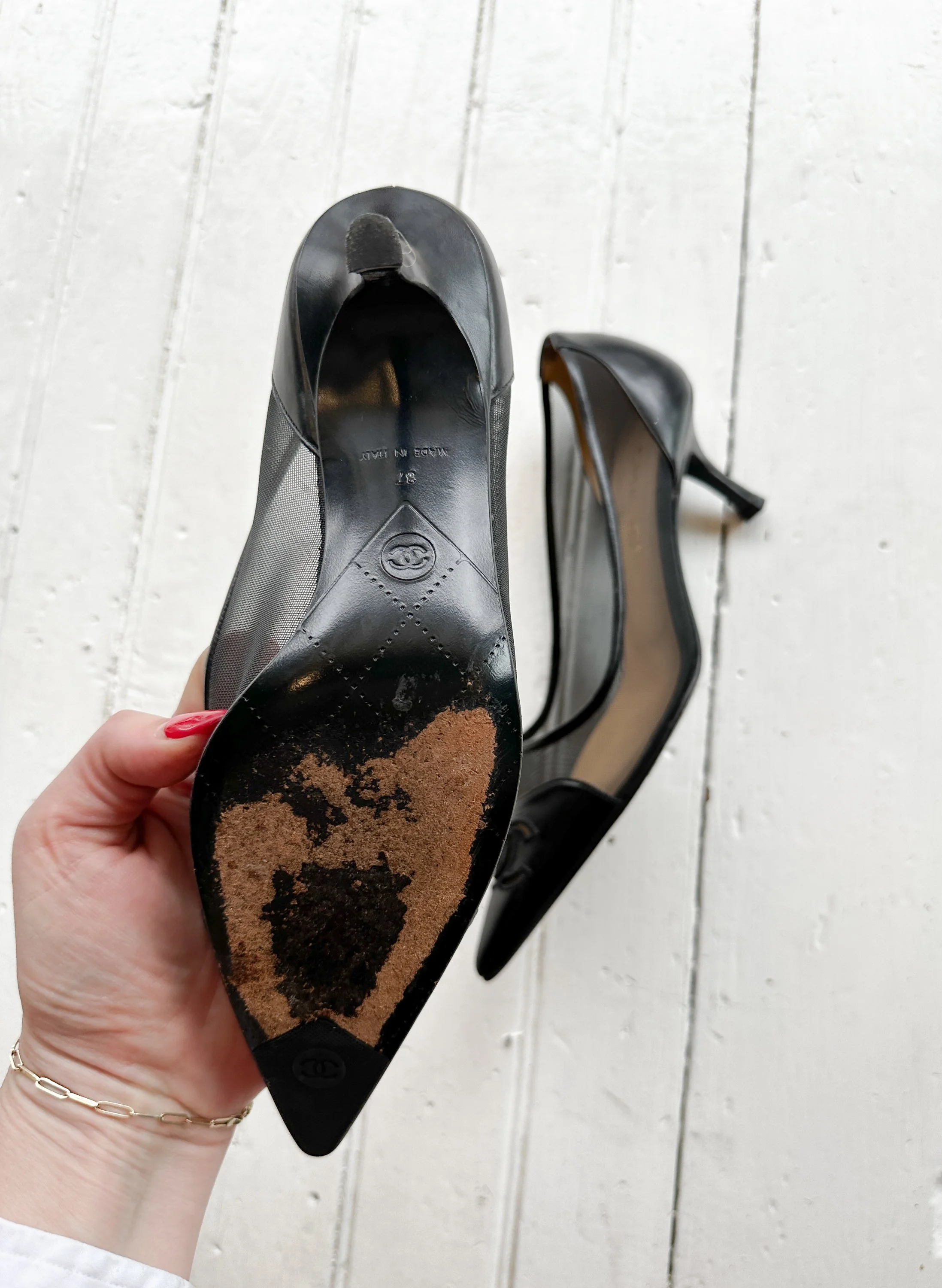 1990s Chanel Mesh and Leather Pumps — Wayward Collection